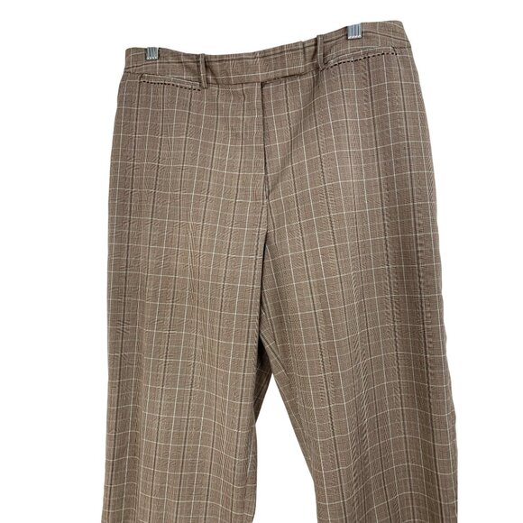 Dressbarn Brown Plaid Dress Pants Size 10 Lightweight Summer Crop RZ10409 - Picture 2 of 9